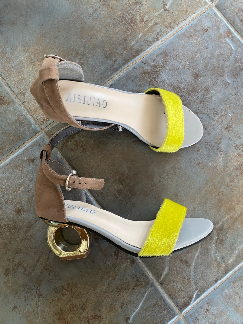 Gold Ring Block Heel Sandals